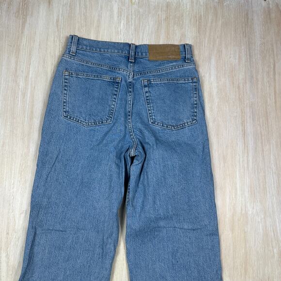 ASOS Design High Rise Straight Leg Light Wash Raw Hem 90s Vintage Jeans 26X32 - Picture 12 of 13